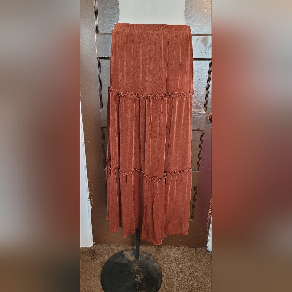 Rust Orange Tiered Skirt